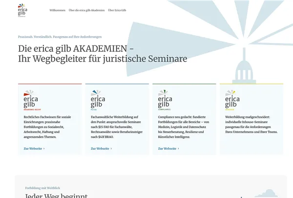 Screenshot der Startseite von erica-gilb.de