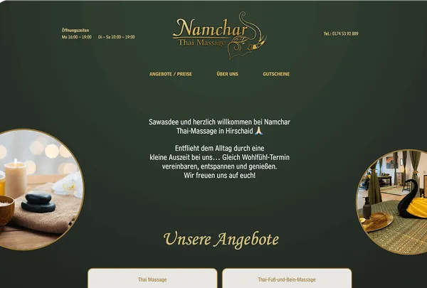 Screenshot der Startseite von namchar-tai-massage.de